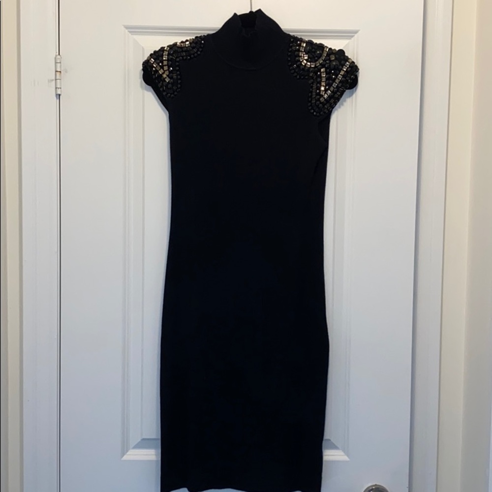 Dress with embellished cap sleeves